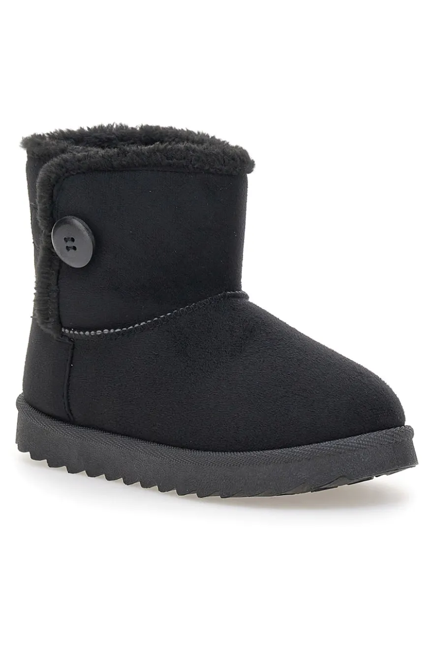 Pittarello Love PK1714B schwarze Stiefeletten mit Zierknopf und Fellfutter