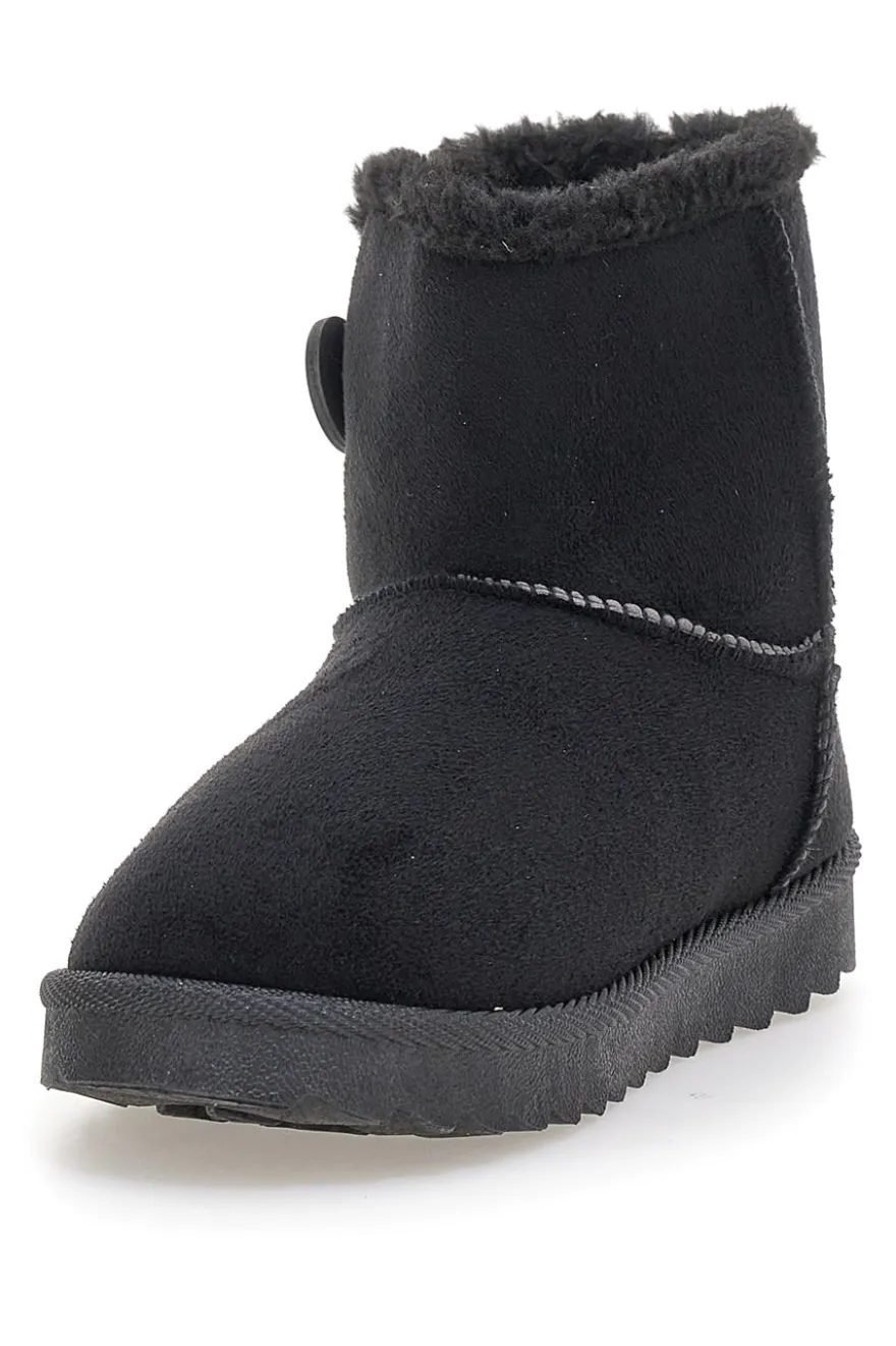 Pittarello Love PK1714B schwarze Stiefeletten mit Zierknopf und Fellfutter