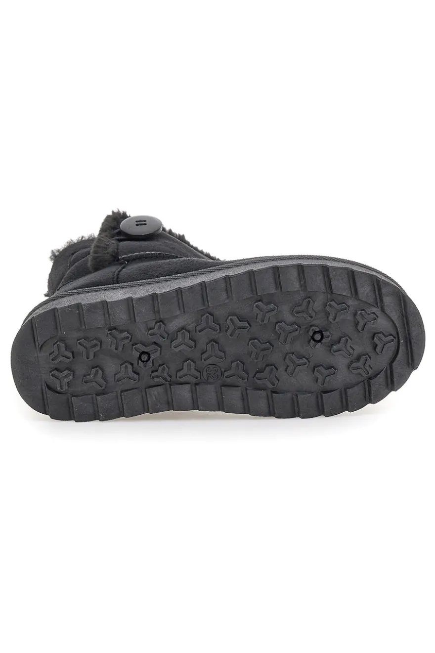 Pittarello Love PK1714B schwarze Stiefeletten mit Zierknopf und Fellfutter