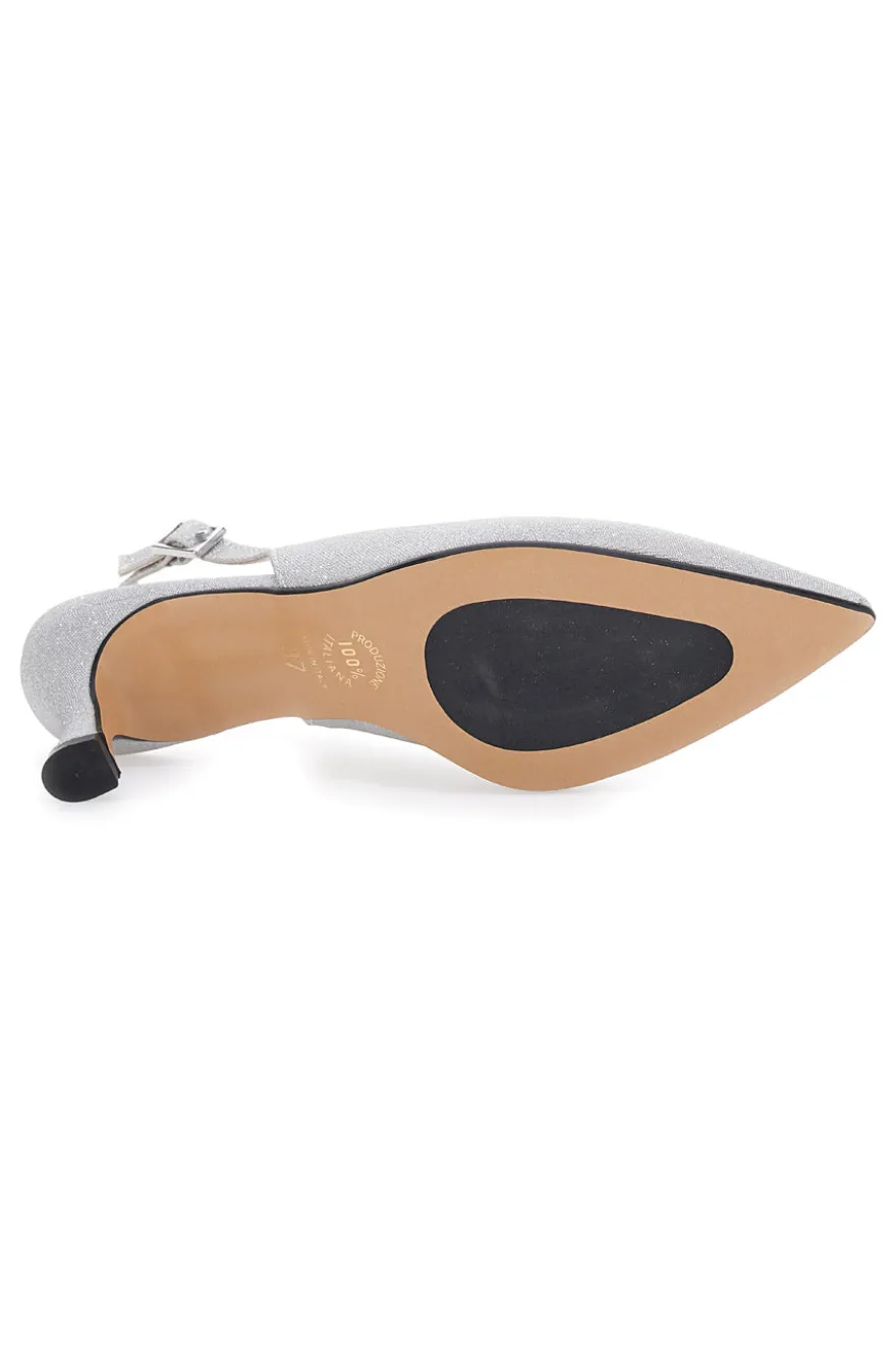 Pittarello Romantic 54366 silberne Glitzer-Slingback-Pumps
