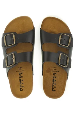Pittarello Tierra 335A20630SR doppelter Riemen dunkelbraun Hausschuhe