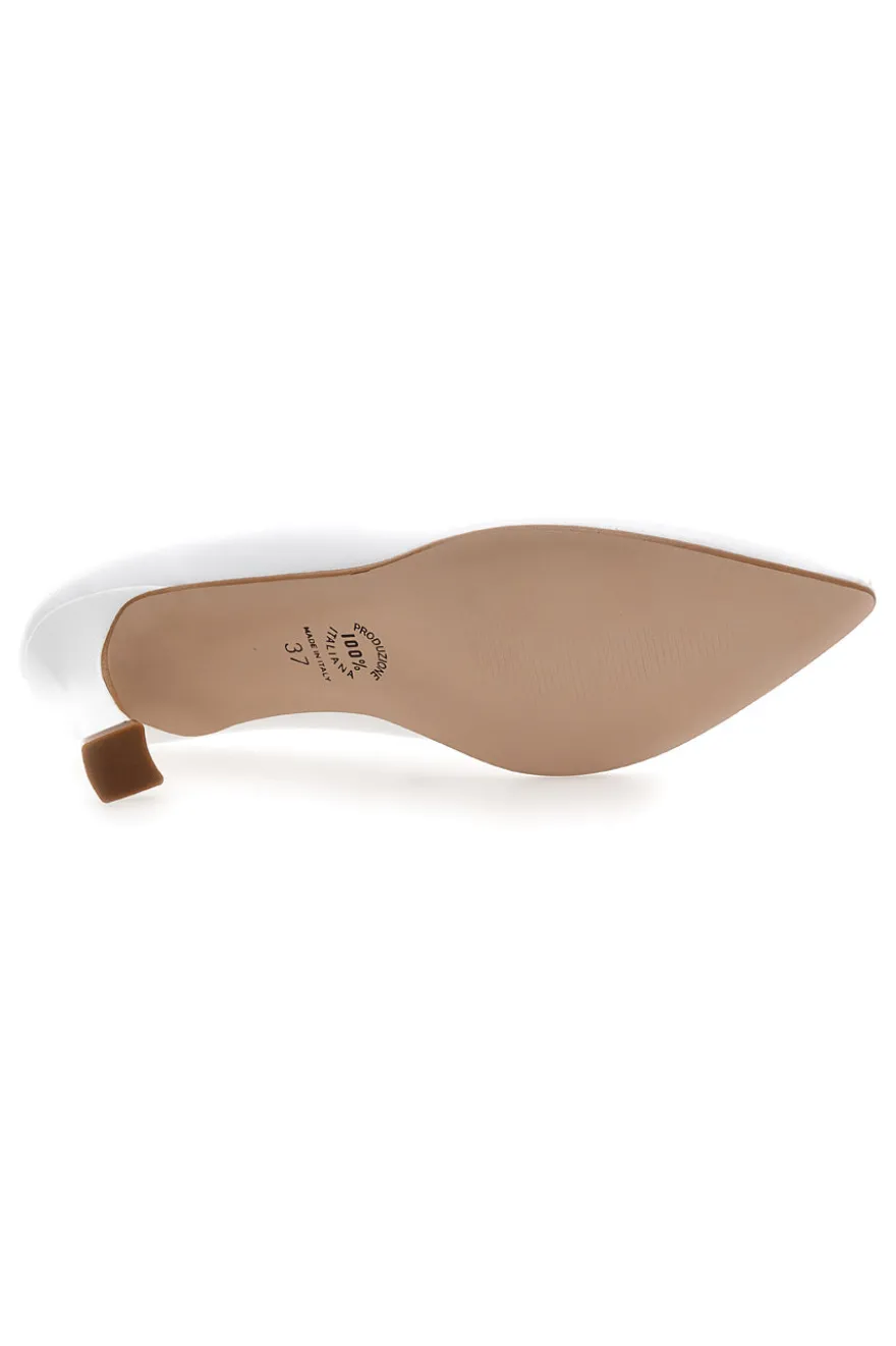 Pittarello Vera 7053 weiße Pumps mit Spool-Absatz