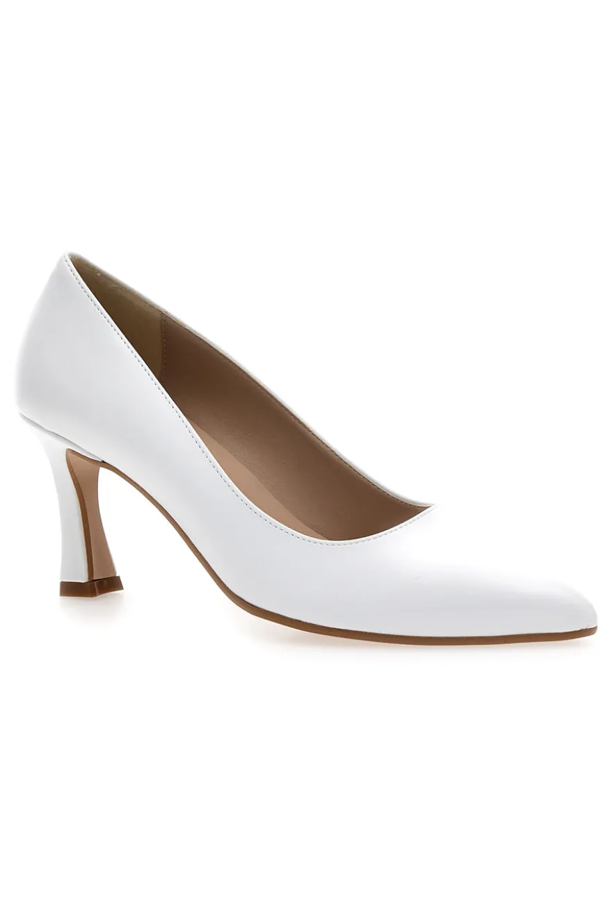 Pittarello Vera 7053 weiße Pumps mit Spool-Absatz