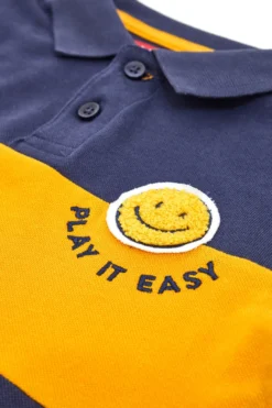 PITT KIDS Blaues und gelbes Langarm-Poloshirt 6031
