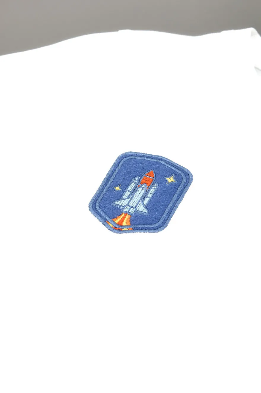 Pitt Kids Weißes T-Shirt mit aufgestickter Rakete PT-BT-05026
