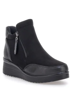 Plocadi MIN63 schwarze Stiefeletten mit seitlichem Reißverschluss und weicher Innensohle