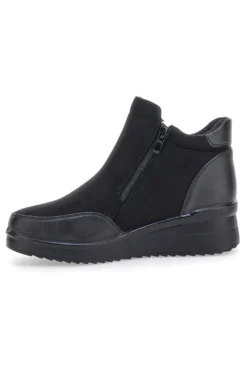Plocadi MIN63 schwarze Stiefeletten mit seitlichem Reißverschluss und weicher Innensohle