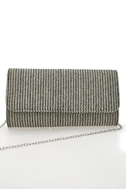 Pochette Effetto Paglia Intrecciata Bianca e Nera COVERI COLLECTION 0149-H