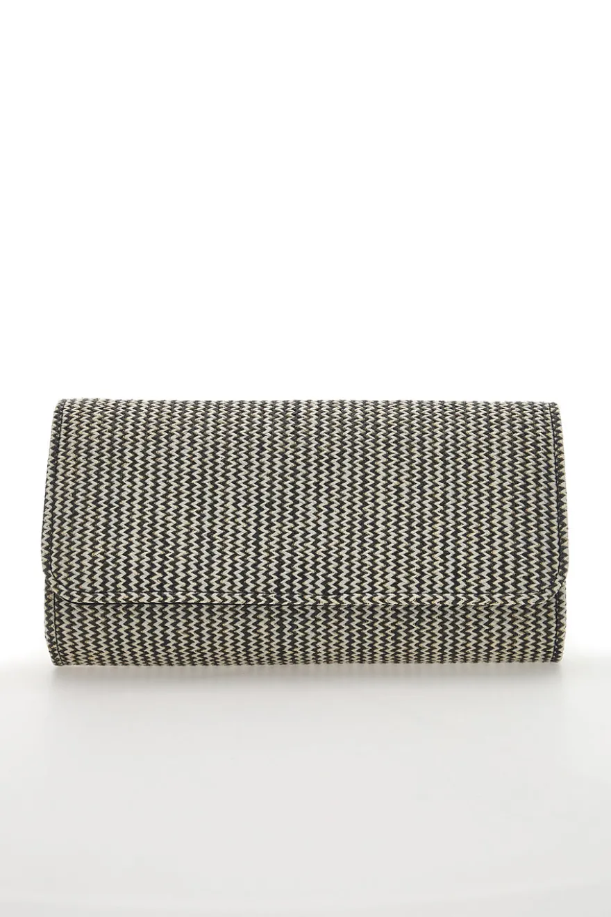 Pochette Effetto Paglia Intrecciata Bianca e Nera COVERI COLLECTION 0149-H