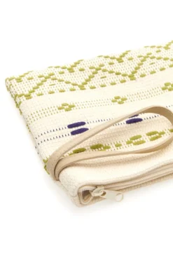 Pochette mare beige in tessuto intrecciato con zip Basile 24603