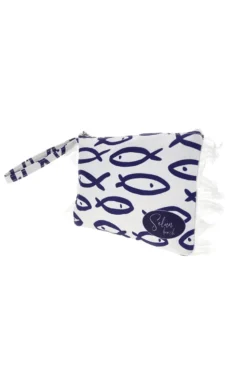 Pochette Mare Bianca con Stampa Pesci Selun beach SUI 261021
