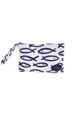 Pochette Mare Bianca con Stampa Pesci Selun beach SUI 261021