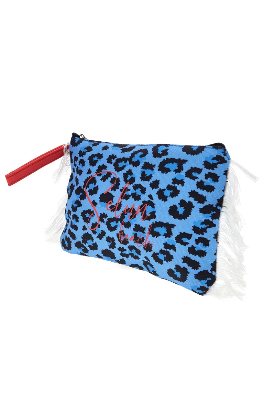 Pochette Mare Blu con Stampa Animalier Selun beach 261005