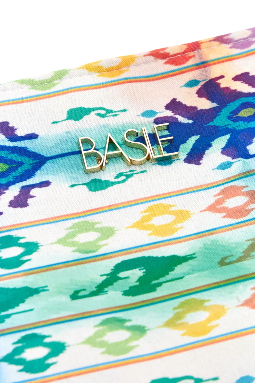 Pochette mare multicolor con frange in tessuto leggero Basile BA26433