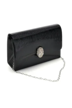 Pochette nera con fibbia gioiello Nbg SERA/3512