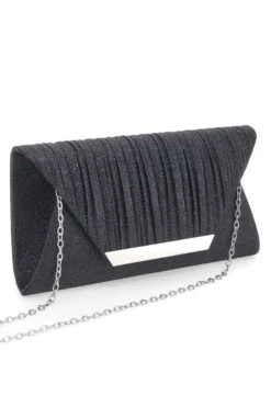 Pochette Nera Effetto Brillantinato con Calamita e Tracolla Rimovibile COVERI COLLECTION 0149-F