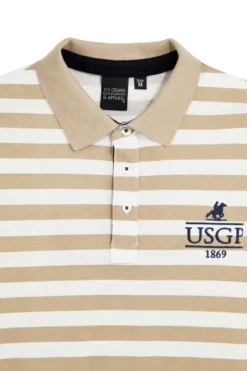 Polo beige e bianca a righe 100% cotone U.s. grand polo US61505M