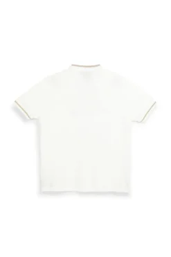 Polo Bianca con Collo Coreana e Profili Beige U.S.Grand Polo US61506M
