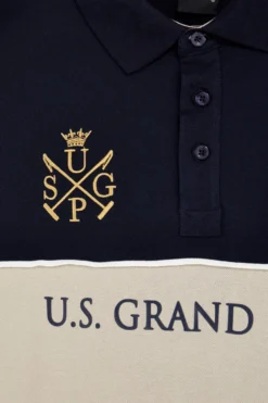 Polo blu e beige 100% cotone U.s. grand polo US61503M