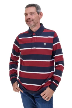 Polo bordeaux a righe in cotone US Golf PR02