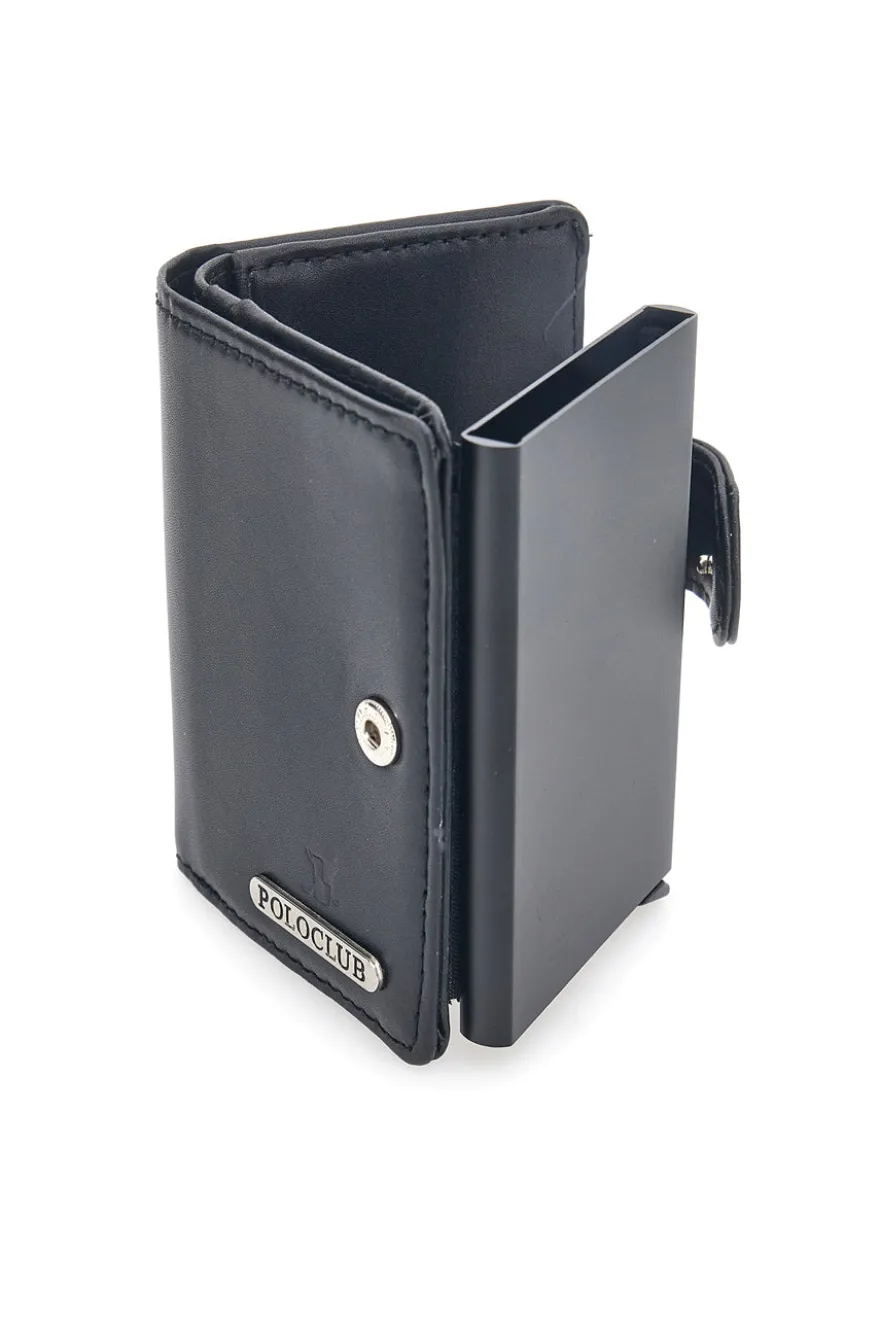 Porta Carte Nero Con Schermatura Anti-Smagnetizzazione Card 20 Polo Club