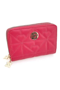 Portafoglio fucsia con impunture a cuore e doppia zip Laura Biagiotti LB25W-502-006