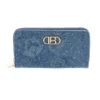 Portafoglio Lungo Blu con Texture Floreale e Zip Laura biagiotti LB26S-506-67