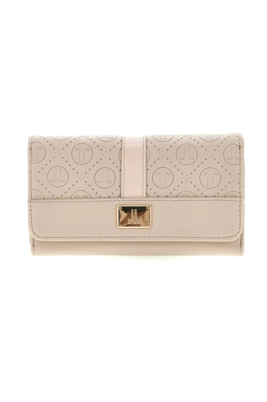 Portafoglio Lungo Rosa Cipria con Monogram e Chiusura Dorata Lancetti LL26S-506-68
