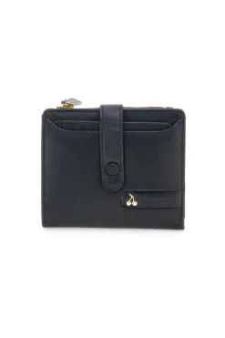Portafoglio nero con zip e portacarte integrato in vera pelle Naj-Oleari 2521/RW3