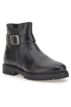 Prima Riga A04GAUDI Schwarze Stiefeletten mit seitlicher Schnalle