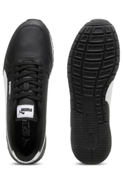 Puma ST Runner v4 L – Schwarze Ledersneaker mit weißem Logo
