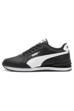 Puma ST Runner v4 L – Schwarze Ledersneaker mit weißem Logo
