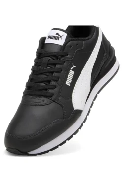 Puma ST Runner v4 L – Schwarze Ledersneaker mit weißem Logo