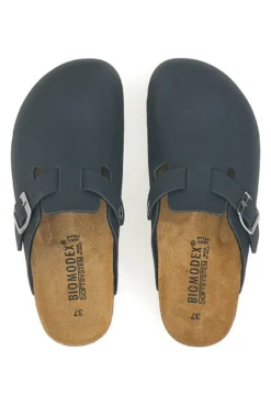 Sabot neri con fibbia e sottopiede in pelle Biomodex 32850