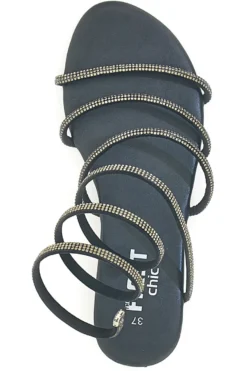 Sandali Alla Schiava Neri con Glitter THE FIRST CHIC PRE9300