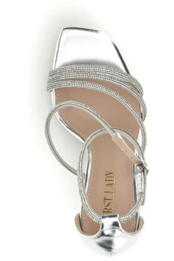 Sandali argento con strass First lady P692