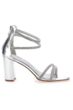 Sandali Argento Con Tacco Alto e Strass The First 254