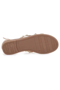 Sandali beige con borchie e cinturino alla caviglia Mon Dieu JXSS25T6