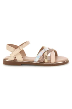 Sandali beige con cinturini glitterati Pitt kids 392634S