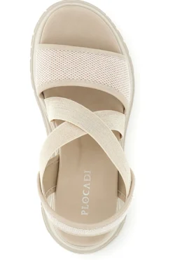 Sandali beige con fasce elastiche platform comfort Plocadi 353e001