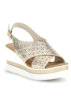 Sandali beige con fasce incrociate e memory soft Energy E489