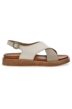 Sandali beige con fasce incrociate bicolore Pittarello Focus 28053NAL