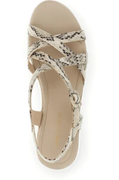 Sandali beige con stampa animalier e zeppa Burani 52195C1583
