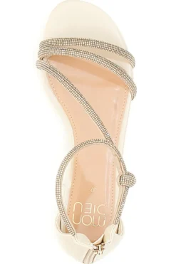 Sandali Beige Con Strass e Cinturino alla Caviglia MON DIEU 680