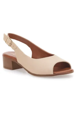 Sandali Beige con Tacco a Blocco e Tomaia in Pelle PITTARELLO LOOK 243065