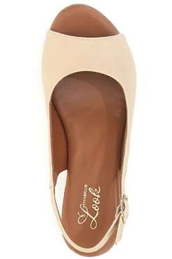 Sandali Beige con Tacco a Blocco e Tomaia in Pelle PITTARELLO LOOK 243065