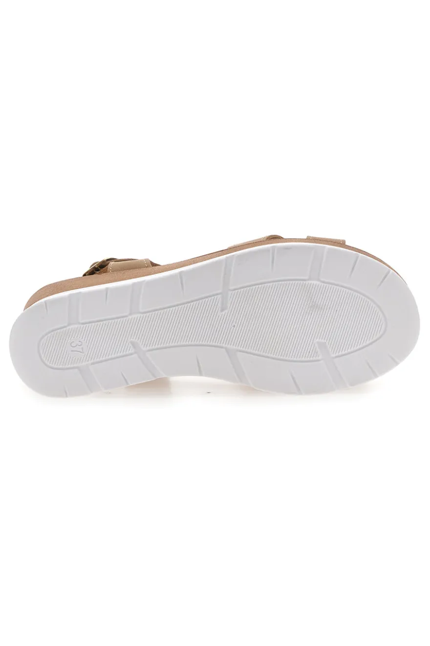 Sandali Beige con Zeppa Bianca e CInturino PLOCADI 11074113
