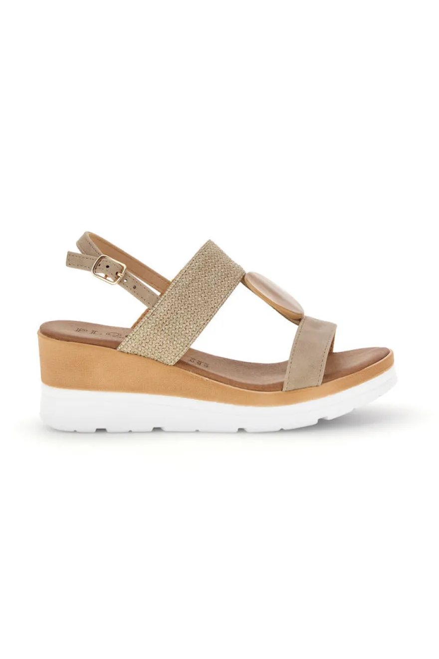 Sandali beige con zeppa e cinturino Plocadi 11075116