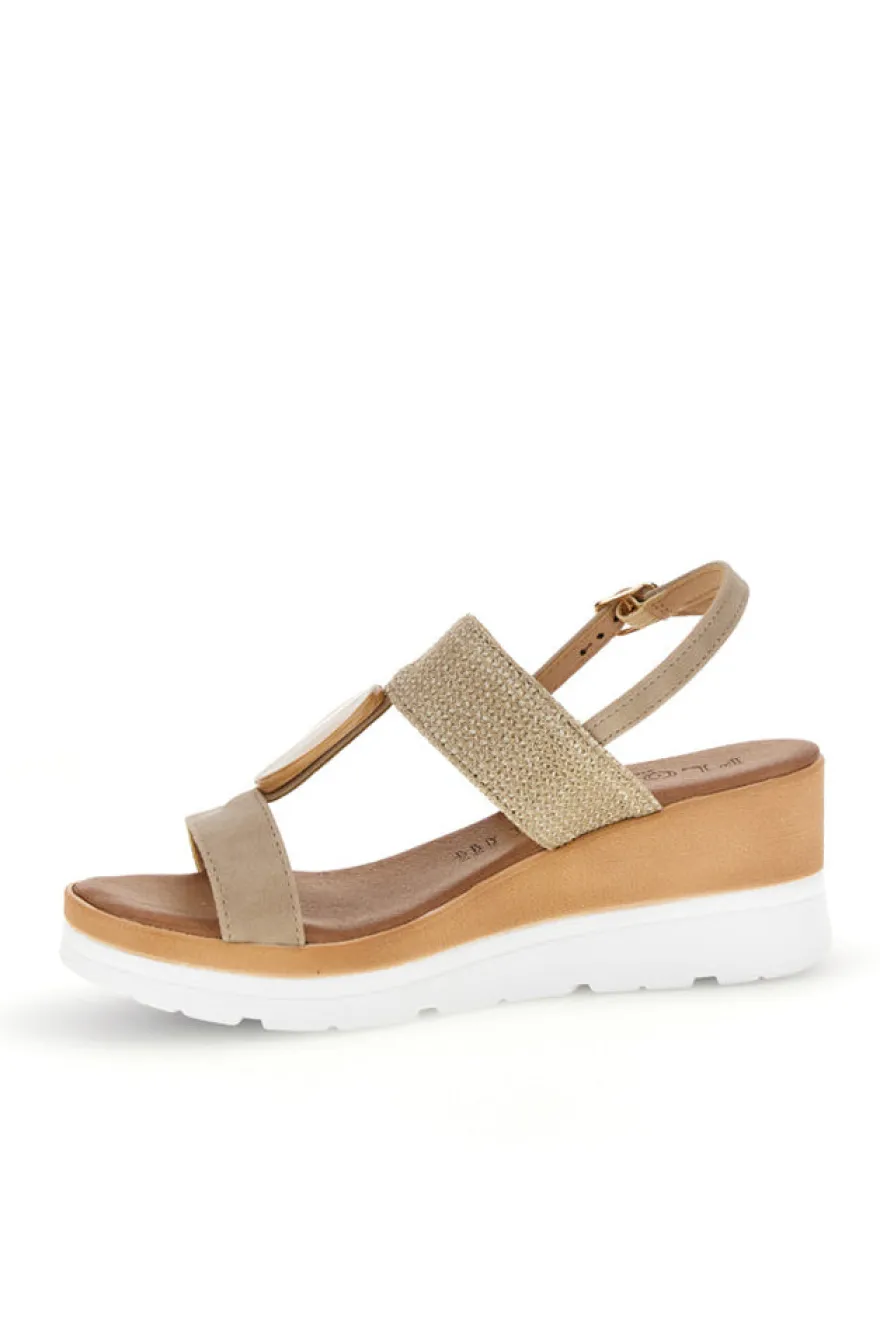 Sandali beige con zeppa e cinturino Plocadi 11075116
