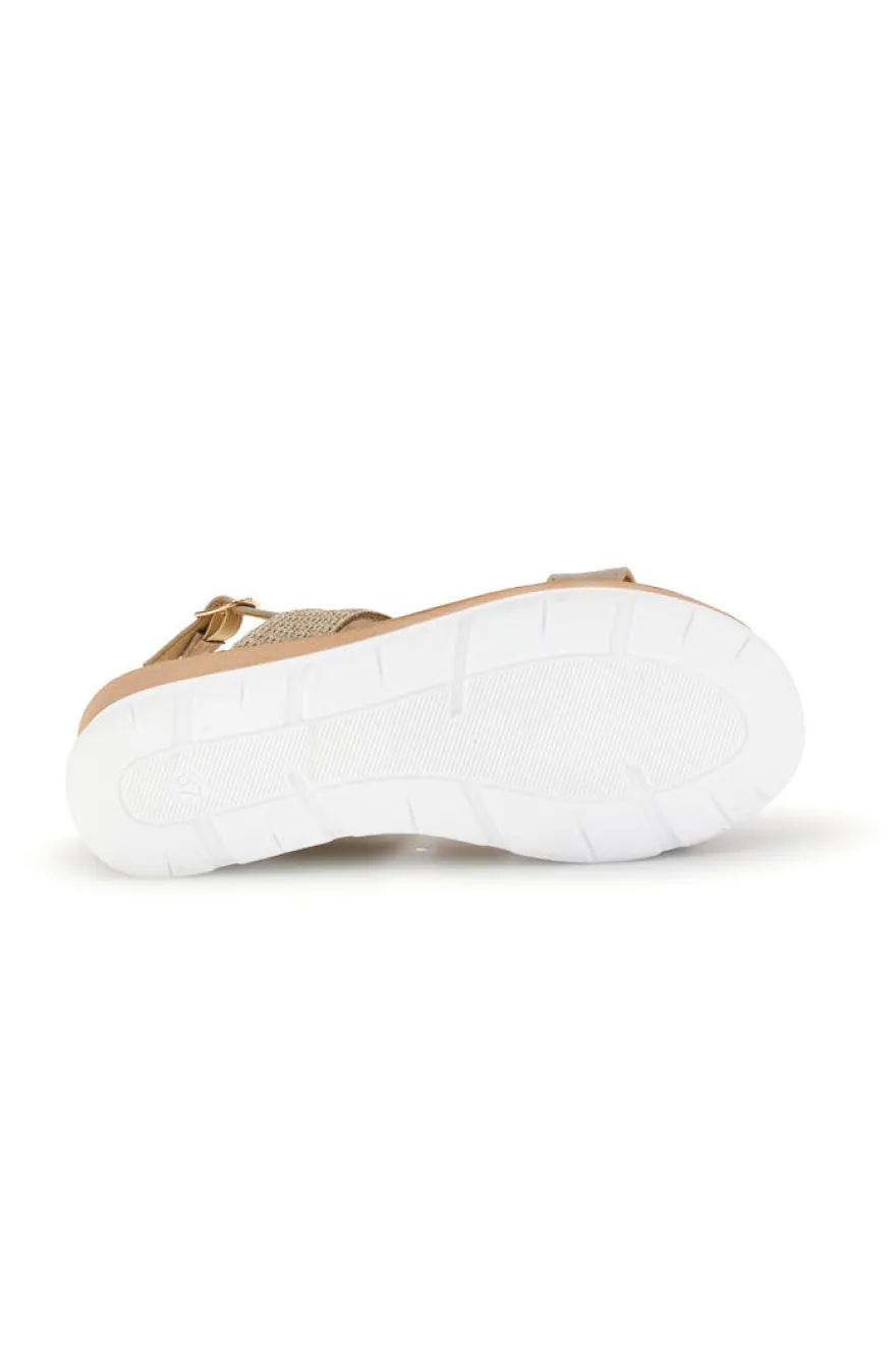 Sandali beige con zeppa e cinturino Plocadi 11075116